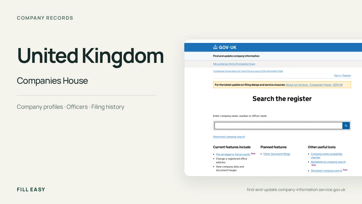United Kingdom company-records guide with a capture of Companies House and record names.